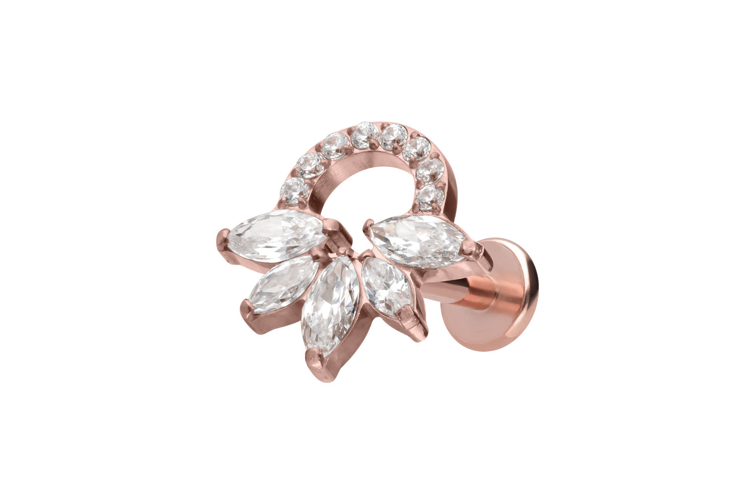 Titan Labret Piercing mit Innengewinde KRISTALLRASSEL